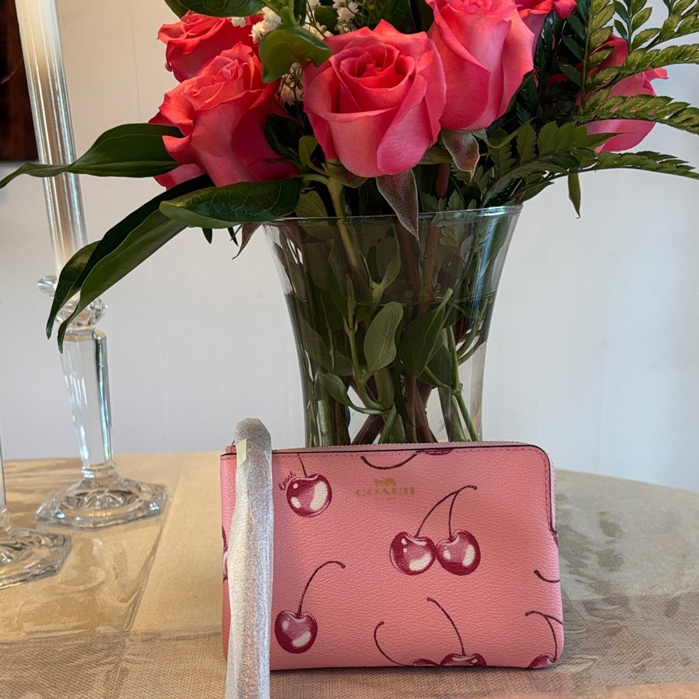 Coach Pink Cherry Print Clutch